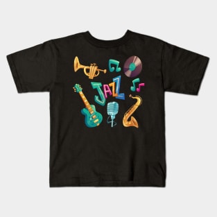 Jazz Day Illustration Instruments Kids T-Shirt
